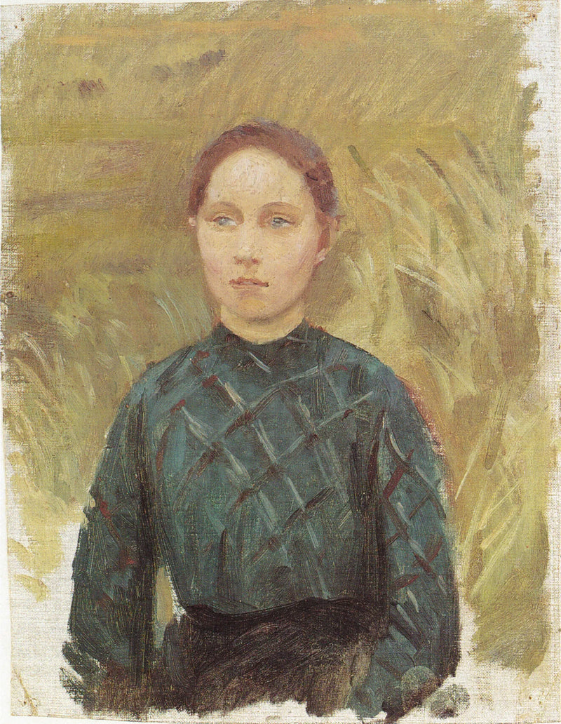 Giovane donna con un vestito verde, seduta tra le dune - Anna Ancher