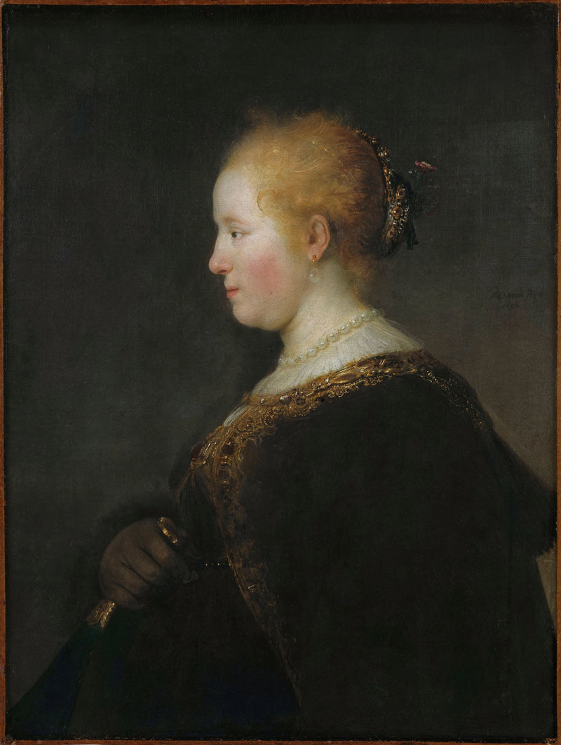 Donna che tiene un ventaglio - Rembrandt