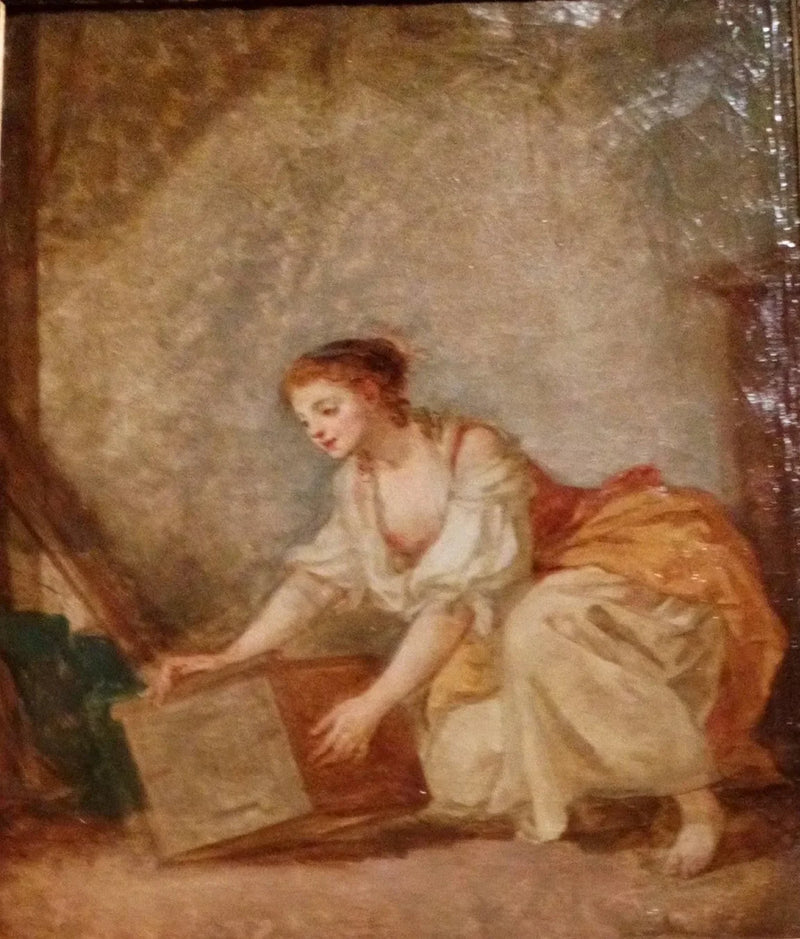 Giovane donna che solleva una scatola - Jean-Baptiste Greuze