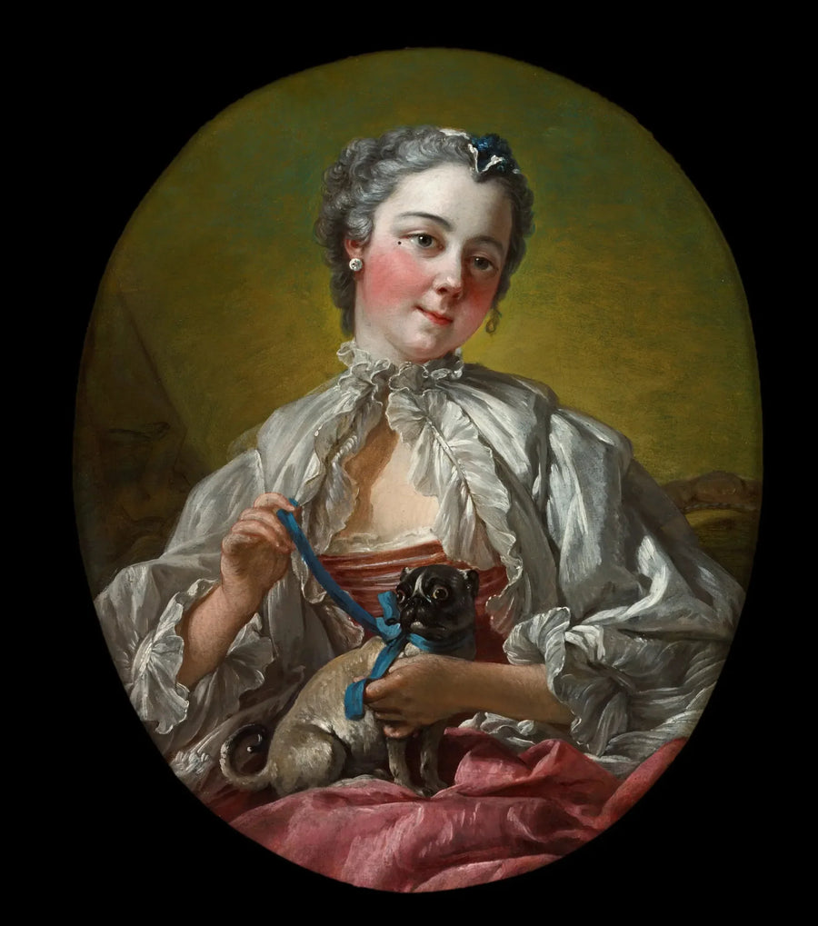 Giovane donna che tiene un carlino - François Boucher