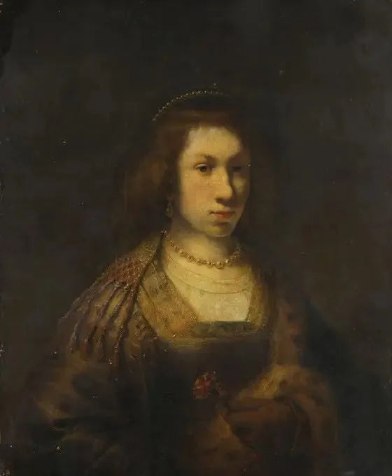 Giovane donna che tiene un garofano - Rembrandt
