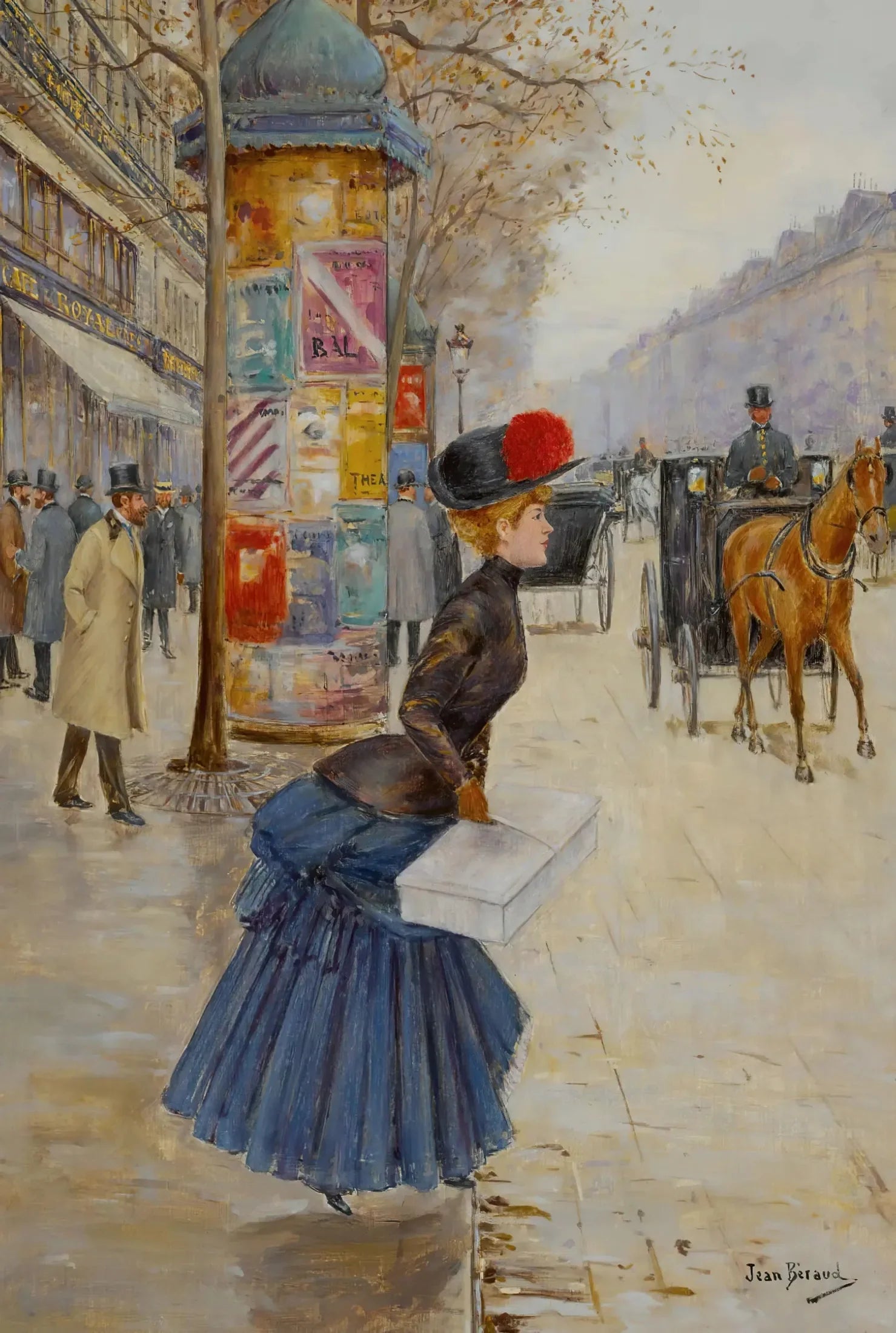 Jeune femme traversant le boulevard - Jean Béraud image 1 copie de tableau peinte à la main