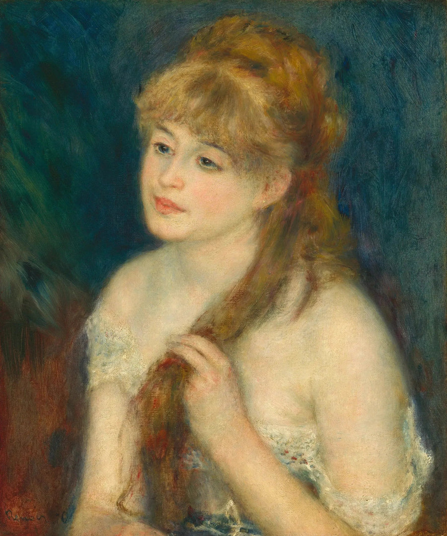 Giovane donna che intreccia i suoi capelli - Pierre-Auguste Renoir