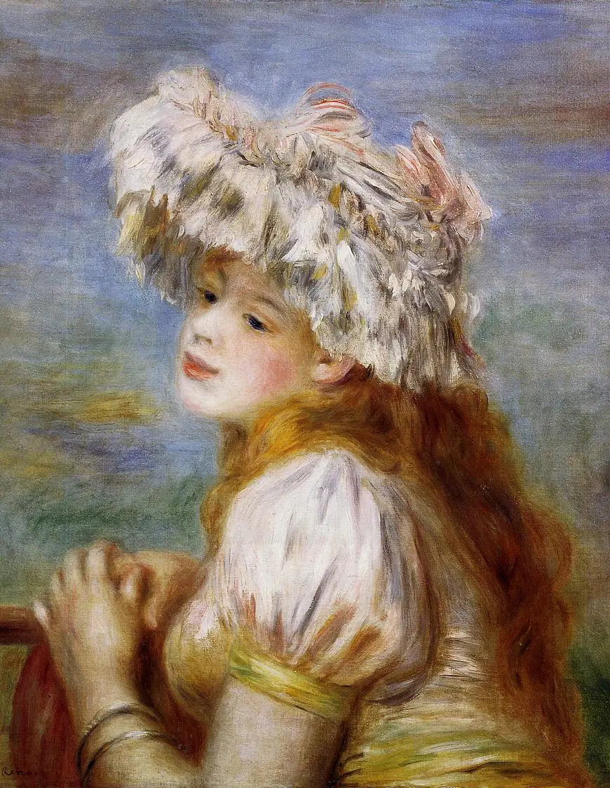 Jeune Fille à la coiffure de dentelle - Pierre-Auguste Renoir image 1 reproduction de peinture à l’huile