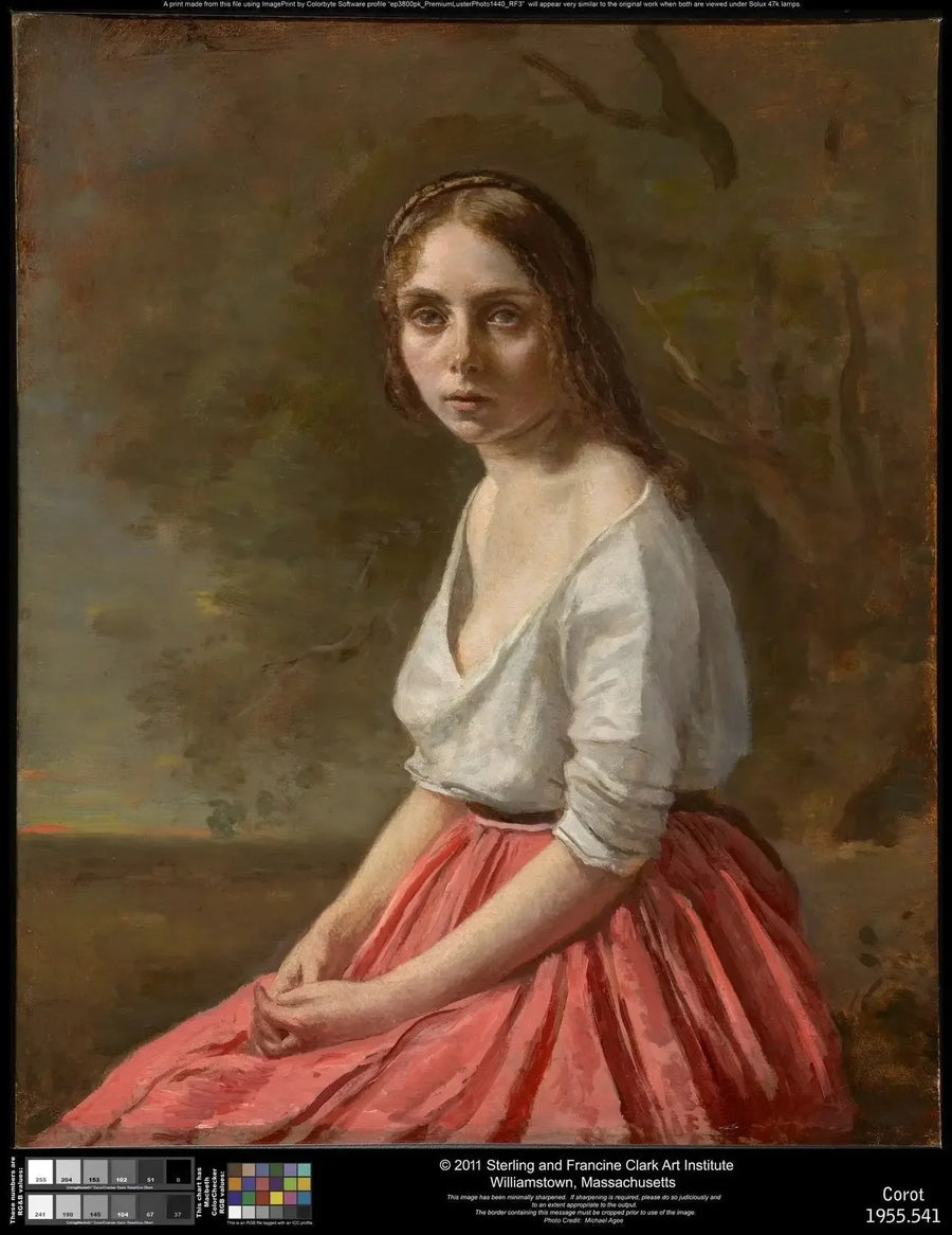 Giovane ragazza con gonna rosa - Jean-Baptiste Camille Corot
