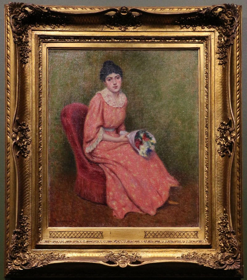 Giovane ragazza con mazzo di fiori - Federico Zandomeneghi