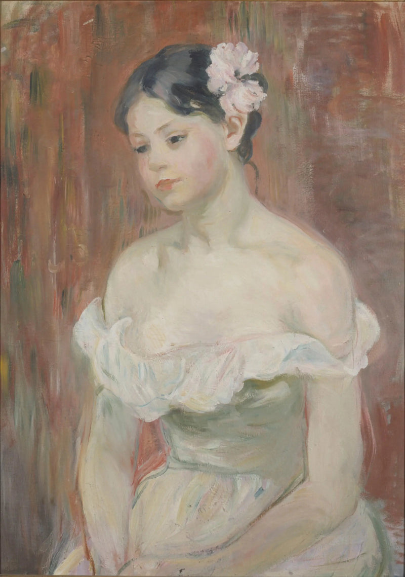 Giovane ragazza con scollatura, il fiore nei capelli - Berthe Morisot