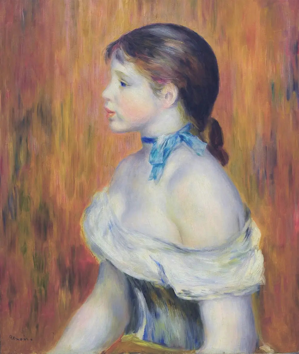 Jeune Fille au ruban bleu - Pierre-Auguste Renoir image 1 copie peinte à la main à l’huile