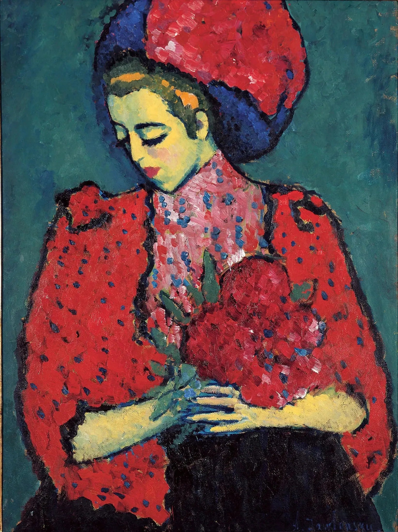 Jeune fille aux pivoines - Alexej von Jawlensky image 1 reproduction de peinture à l’huile