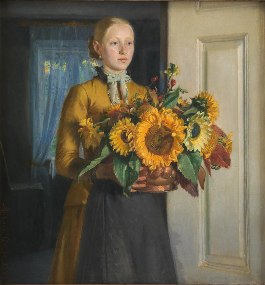 Ragazza con girasoli - Michael Peter Ancher