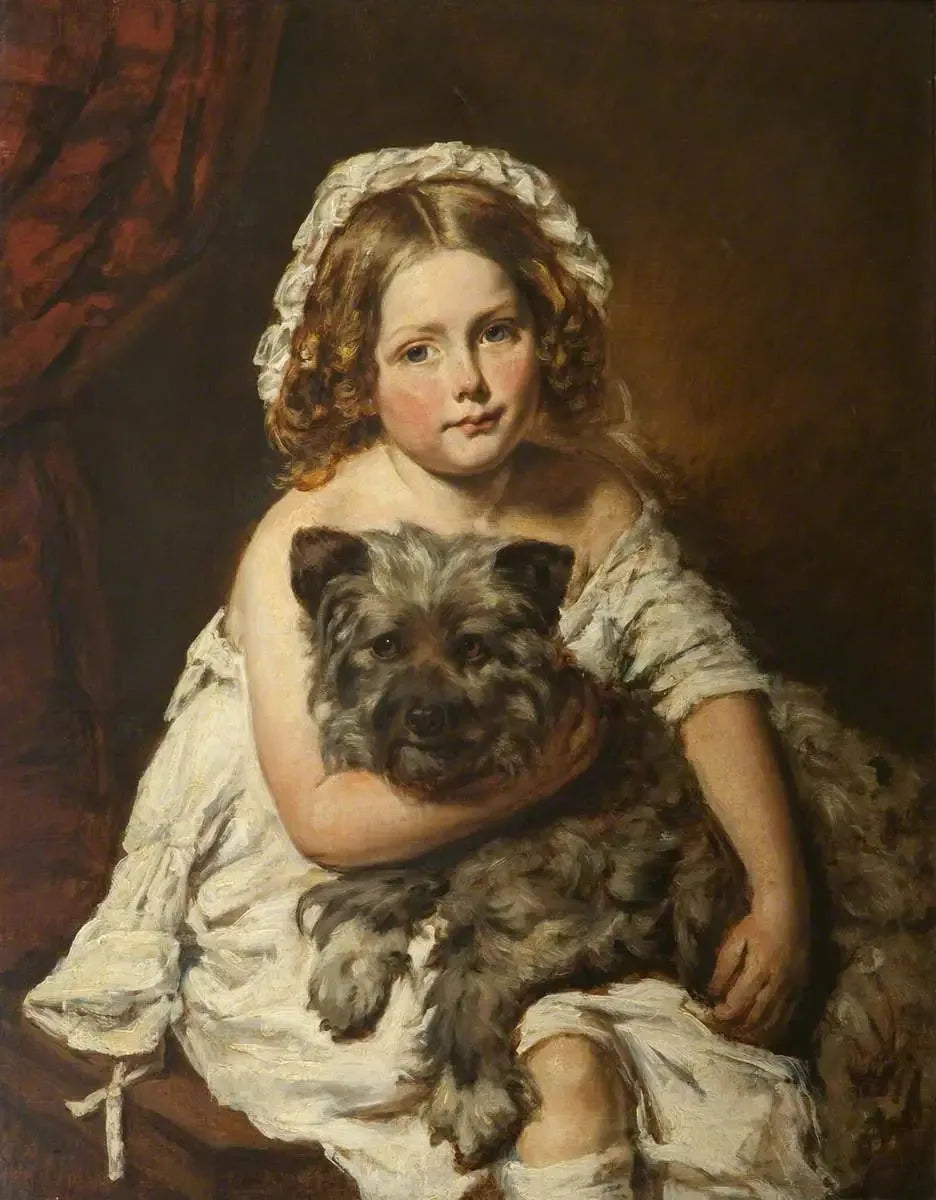 Jeune fille avec un chien - Edwin Henry Landseer image 1 reproduction artisanale de tableau