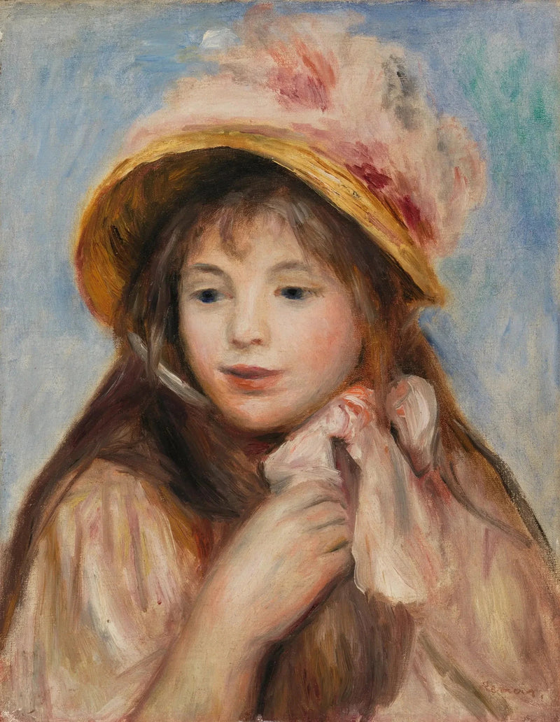Ragazza con berretto rosa (Giovane ragazza con cappello rosa) - Pierre-Auguste Renoir