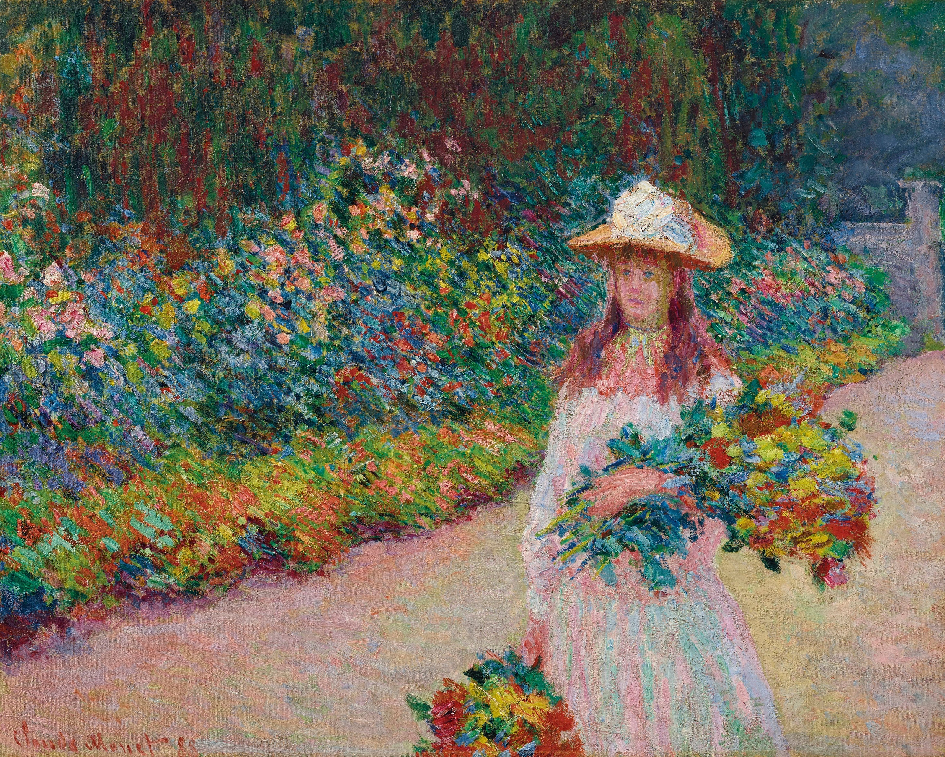 Reproduction du tableau « Jeune fille dans le jardin de Giverny - Claude Monet » par Alpha Reproduction en peinture à l’huile