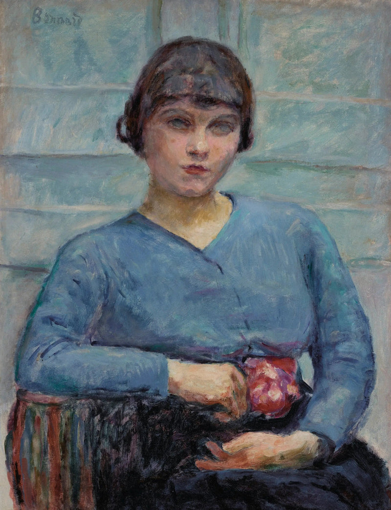Ragazza in blu, con la rosa - Pierre Bonnard