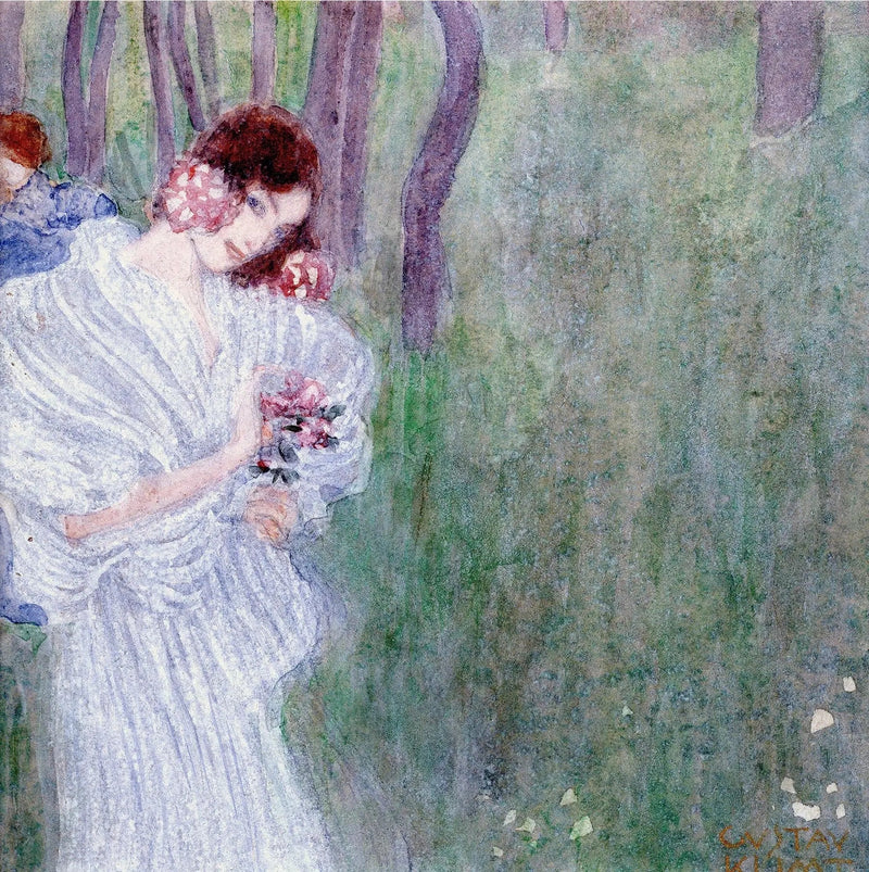 Ragazza in abito bianco in una foresta - Gustav Klimt