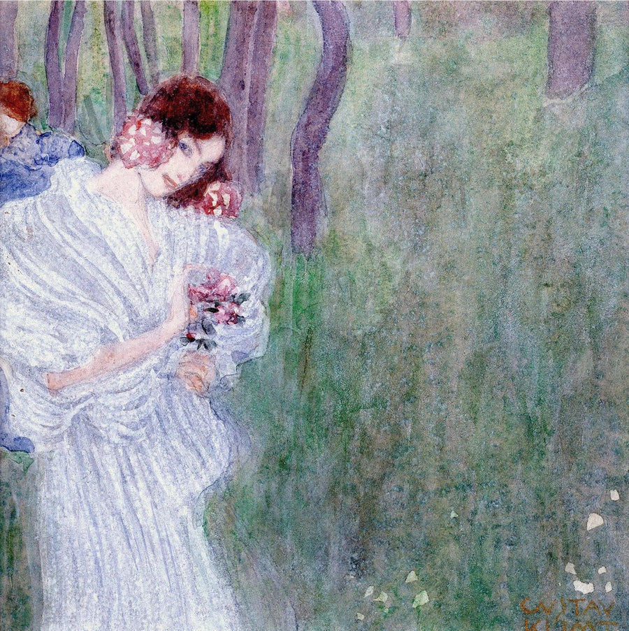 Ragazza in abito bianco in una foresta - Gustav Klimt