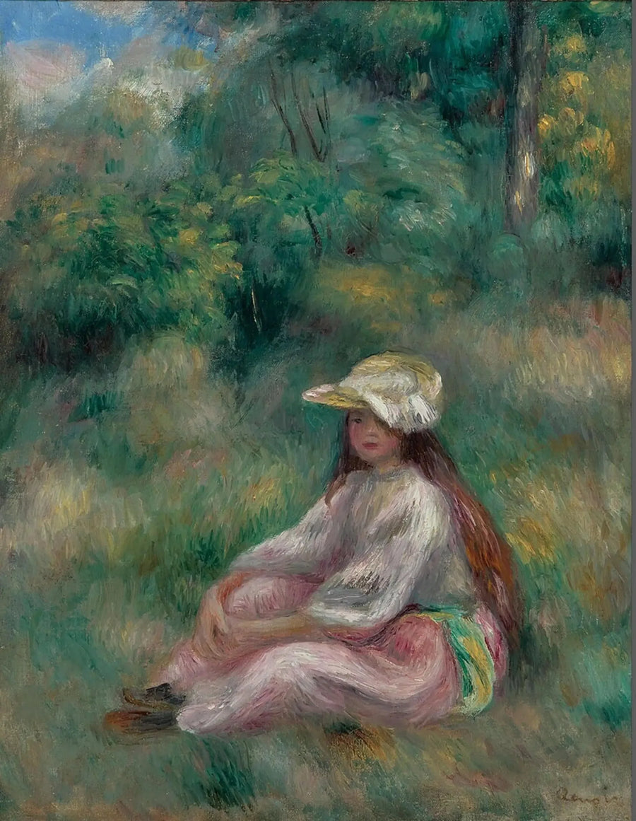 Ragazza in rosa in un paesaggio - Pierre-Auguste Renoir