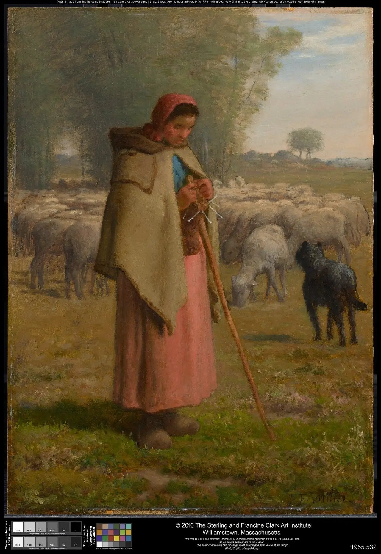 Jeune fille gardant ses moutons - Jean-François Millet - Alpha Reproduction