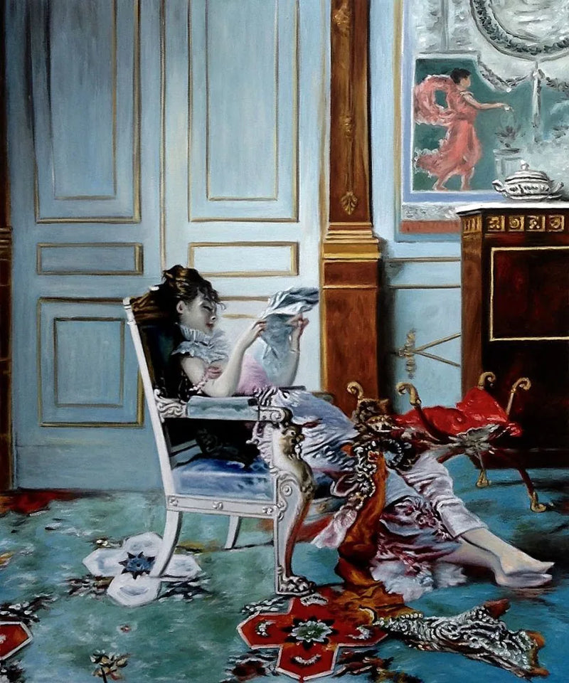 Giovane ragazza che legge in un salotto - Giovanni Boldini