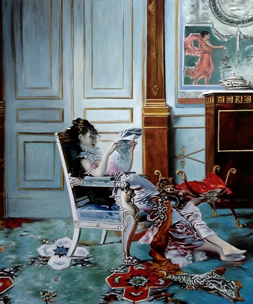 Giovane ragazza che legge in un salotto - Giovanni Boldini