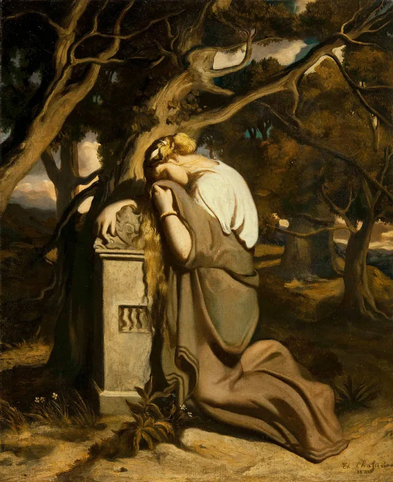 Giovane ragazza che piange su una stele - Théodore Chassériau