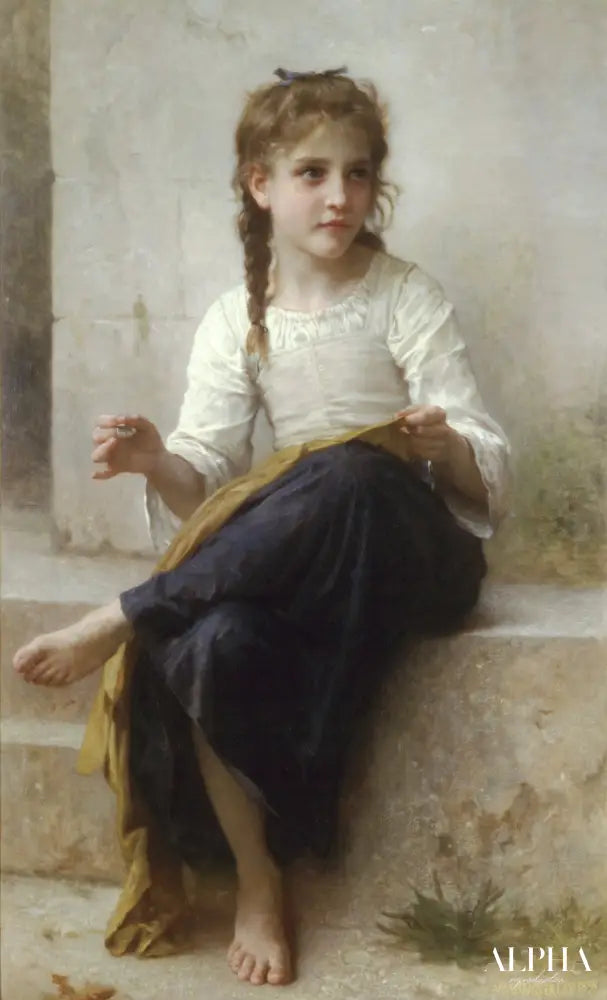 Jeune fille qui coud - William Bouguereau - Reproductions de tableaux et peintures haut de gamme