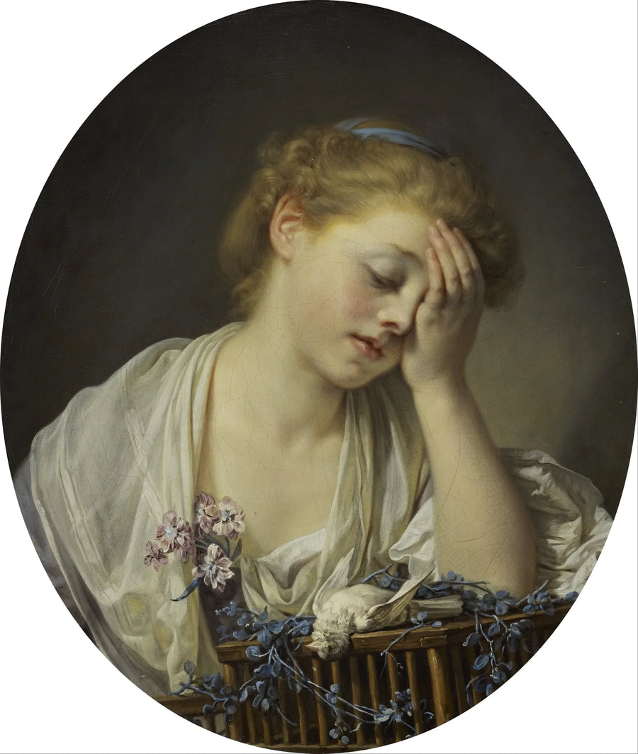 Giovane ragazza che piange il suo uccello morto - Jean-Baptiste Greuze