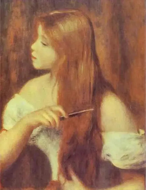 Giovane ragazza che si pettina i capelli - Pierre-Auguste Renoir