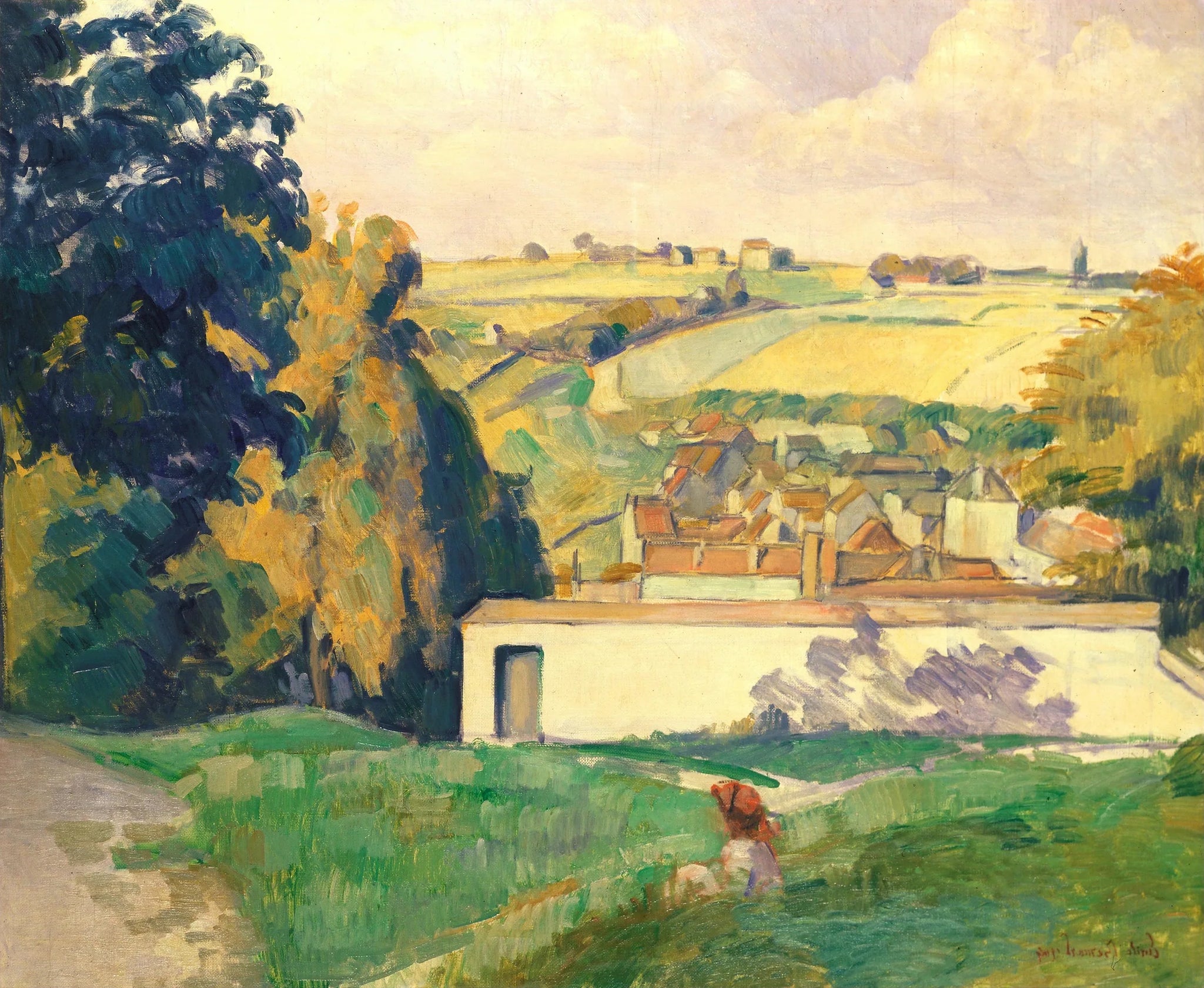 Jeune fille sur la colline - Émile Bernard image 1 tableau peint à l’huile sur toile