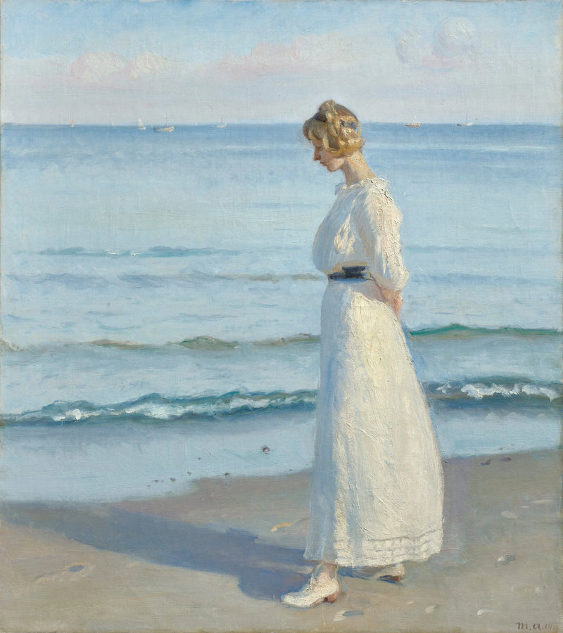 Ragazza giovane su Skagen Soenderstrand. -Michael Peter Ancher
