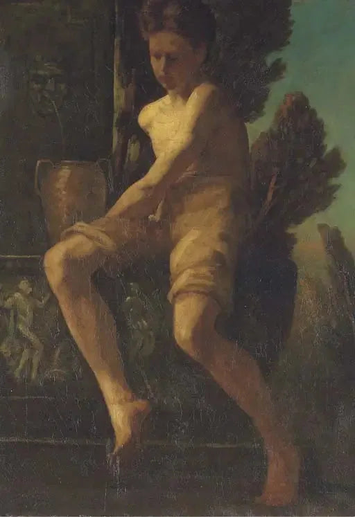 Giovane ragazzo seduto vicino a una fontana - Herbert Draper