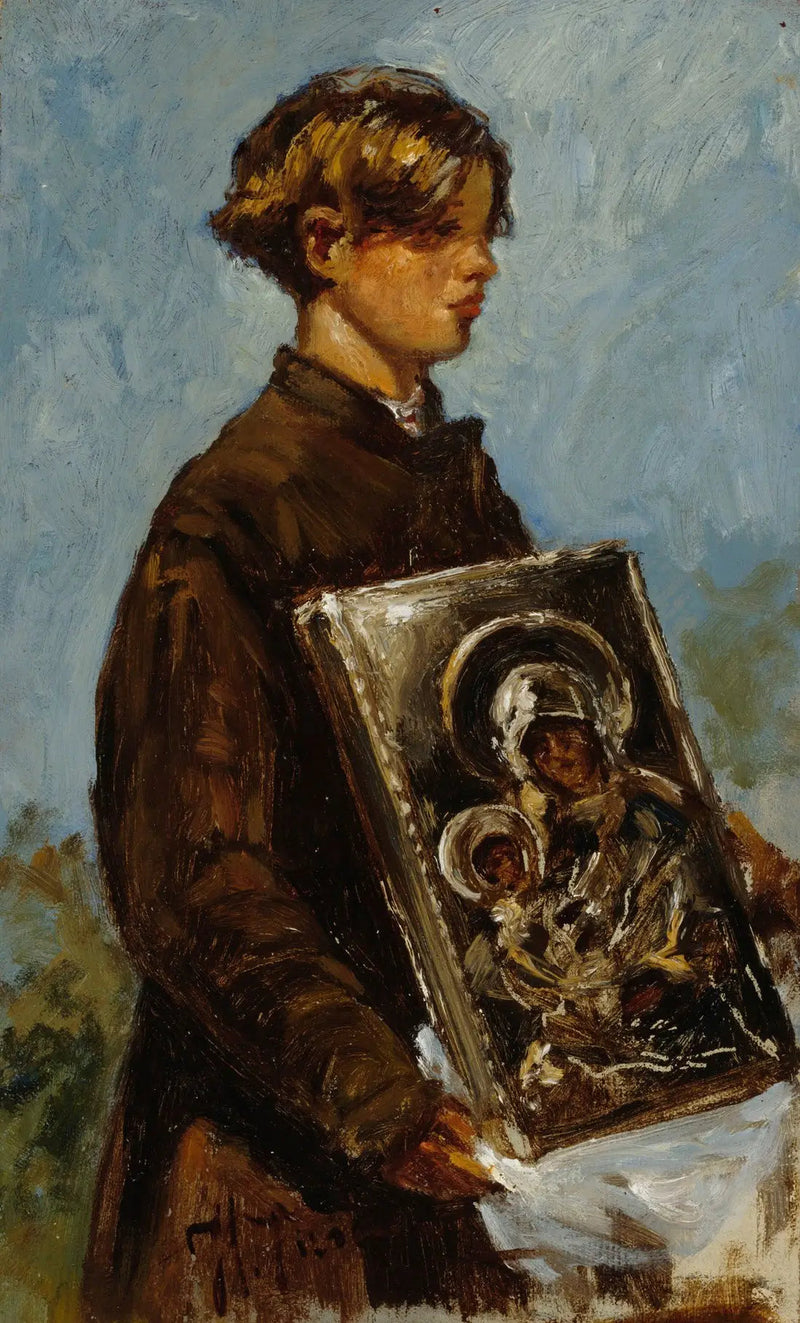 Giovane ragazzo con un'icona, schizzo - Ilya Repin