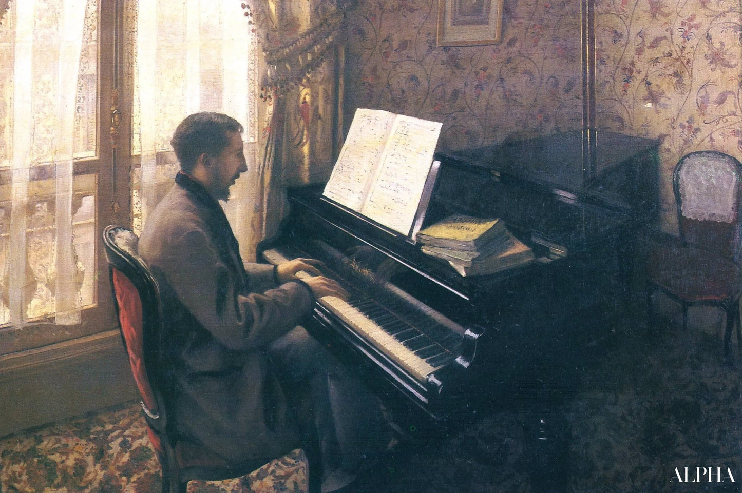 Giovane uomo che suona il pianoforte - Caillebotte - Riproduzioni di quadri e dipinti di alta gamma