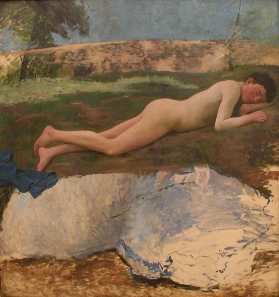 Giovane uomo nudo sdraiato sull'erba - Frédéric Bazille