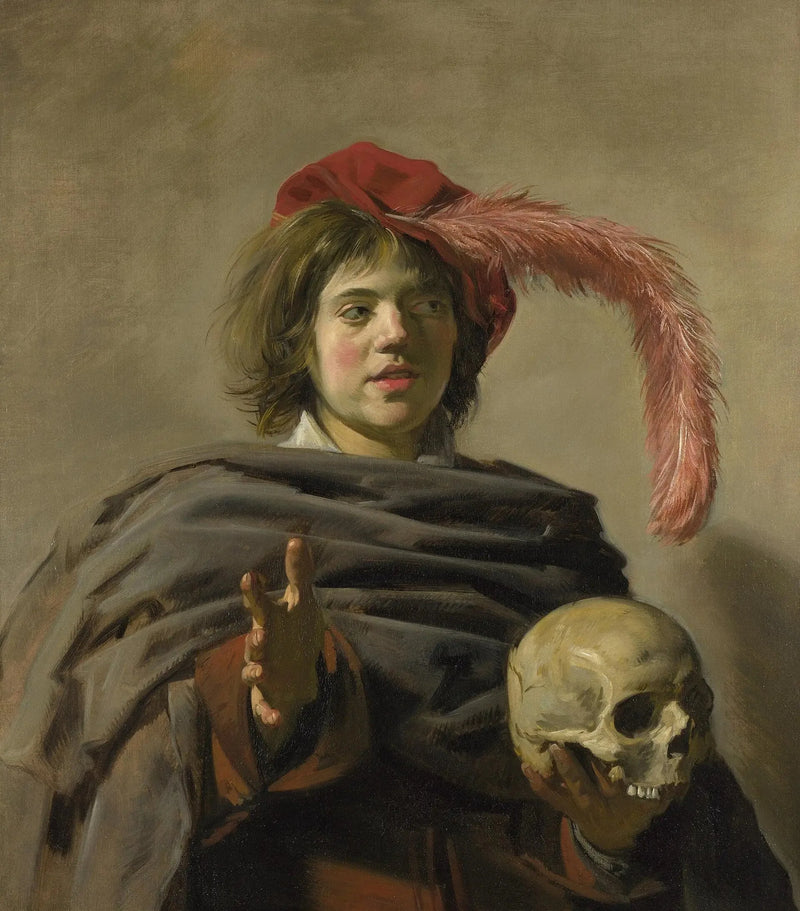 Giovane uomo che tiene un cranio - Frans Hals