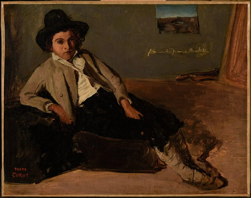 Giovane italiano seduto nella stanza di Corot a Roma - Jean-Baptiste Camille Corot