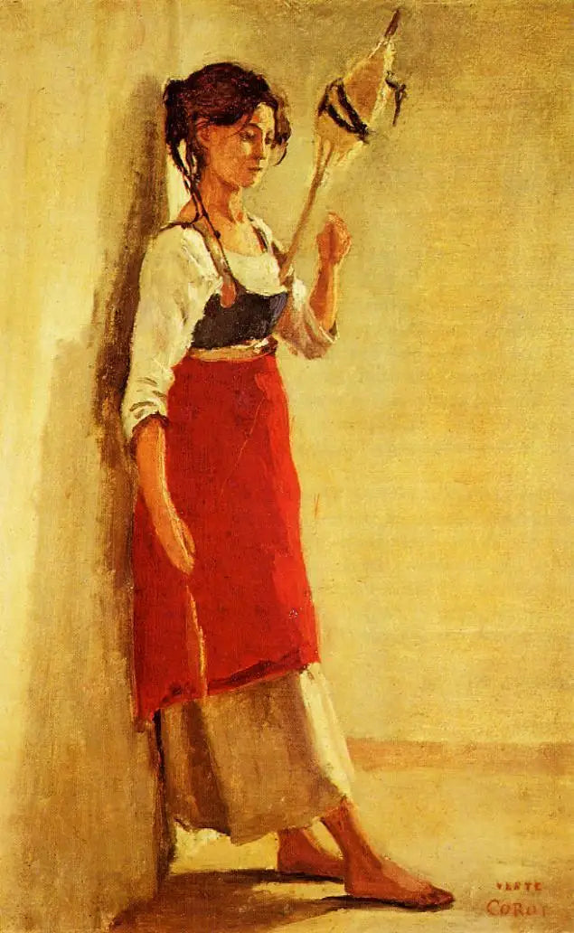 Jeune Italienne de Papigno locataire sa quenouille - Jean-Baptiste Camille Corot - Alpha Reproduction