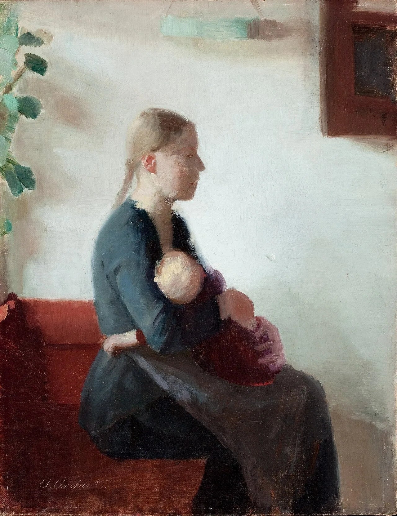 Jeune mère avec son enfant - Anna Ancher image 1 tableau peint à l’huile sur toile