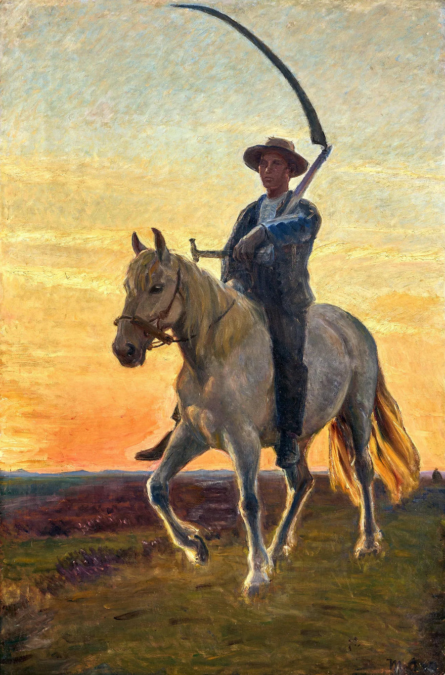 Giovane mietitore che torna dai campi a cavallo. - Michael Peter Ancher