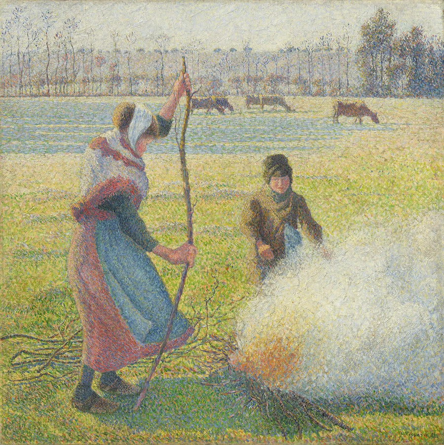 Giovane Contadina che fa fuoco. Gelata bianca - Camille Pissarro