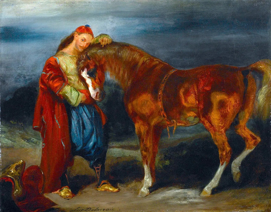 Giovane turco che accarezza il suo cavallo - Eugène Delacroix