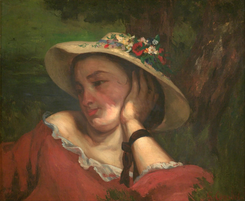 Giovani donne sul fiume Senna – frammento di un quadro (Donna con fiori sul cappello) - Gustave Courbet