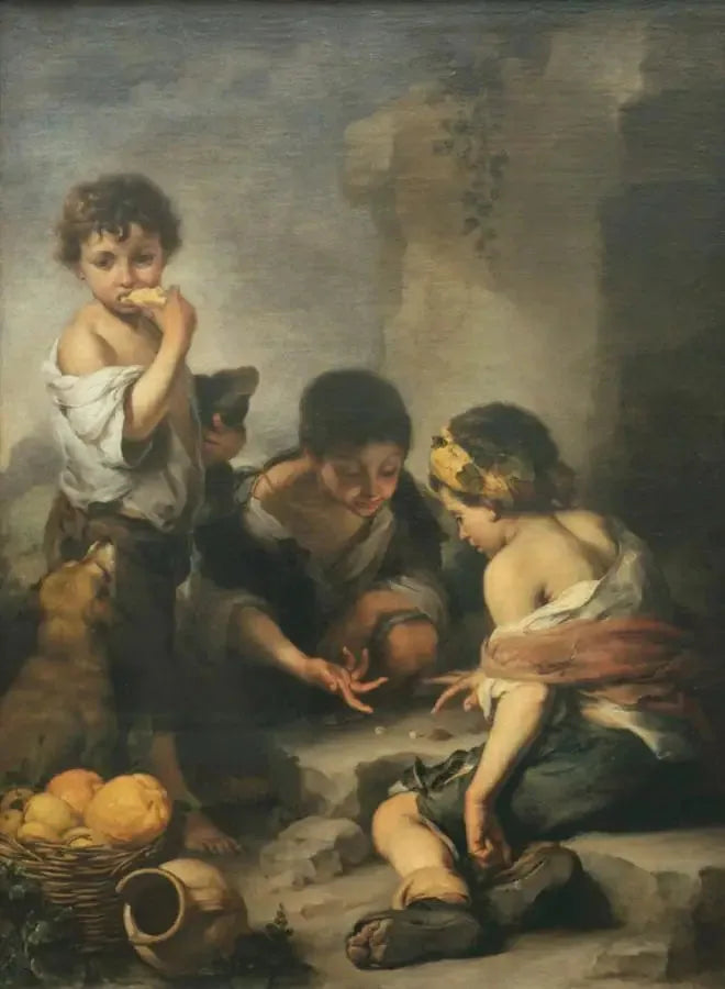 Jeunes garçons jouant aux dés - Bartolomé Esteban Murillo image 1 reproduction de peinture à l’huile
