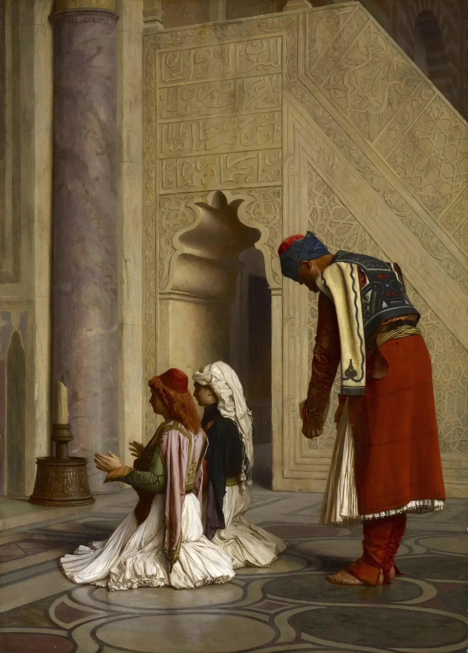 Jeunes Grecs dans la mosquée - Jean-Léon Gérôme image 1 reproduction artisanale de tableau