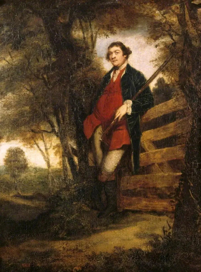 John Parker, 1er barone Boringdon (1734/5-1788), avec son fusil, appuyé sur une porte - Joshua Reynolds