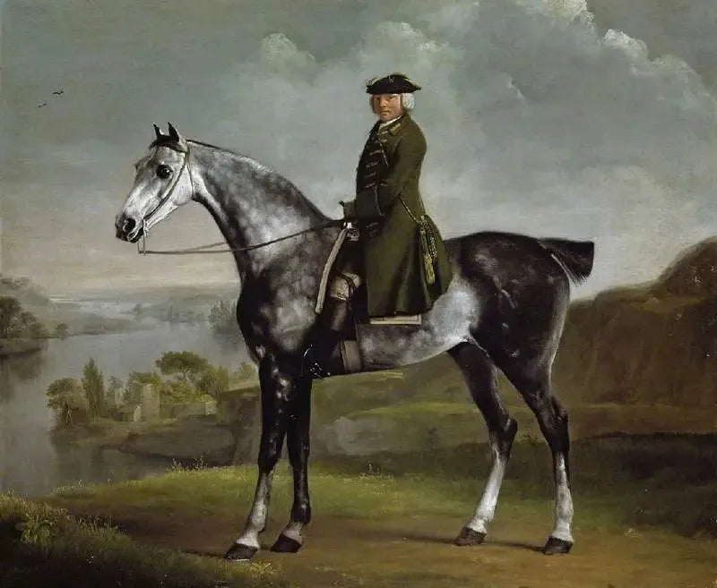 Joseph Smyth Esq, lieutenant de Whittlebury Forest, Northamptonshire, sur un cheval gris pommelé - George Stubbs image 1 reproduction de peinture à l’huile