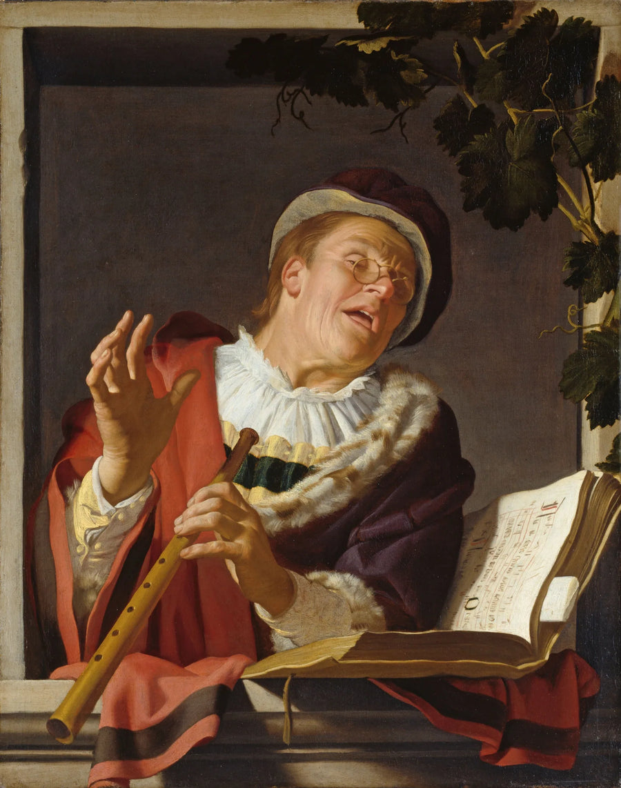 Giocatore di flauto cantante - Gerrit van Honthorst