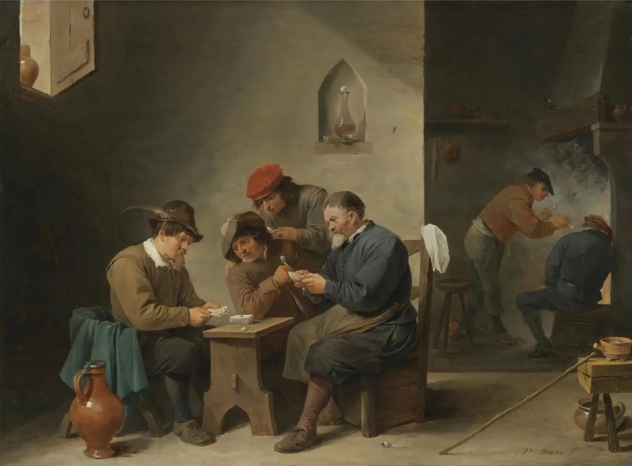 Joueurs de cartes - David Teniers le Jeune image 1 reproduction de peinture à l’huile