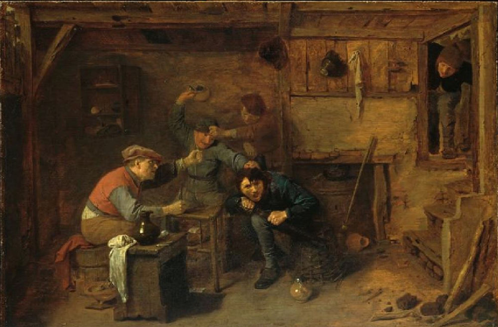 Joueurs de cartes se bagarrant - Adriaen Brouwer image 1 copie de tableau peinte à la main