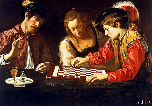 Joueurs d''echecs - Caravage - Reproductions de tableaux et peintures haut de gamme